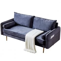 71 in. W Gray Velvet Fabric 2-Seats Sofa with Pocket by Magic Home -Cheap Tidoin Store gray magic home sofas couches cs w24717099 4f 1000
