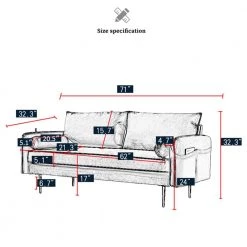 71 in. W Gray Velvet Fabric 2-Seats Sofa with Pocket by Magic Home -Cheap Tidoin Store gray magic home sofas couches cs w24717099 c3 1000