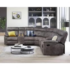104 in. Gray Manual Polyester Reclining Sectional Corner Sofa with Cup Holders and Storage Box for Living Room by Magic Home -Cheap Tidoin Store gray magic home sofas couches cs w82234341 31 1000