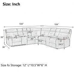 104 in. Gray Manual Polyester Reclining Sectional Corner Sofa with Cup Holders and Storage Box for Living Room by Magic Home -Cheap Tidoin Store gray magic home sofas couches cs w82234341 c3 1000