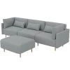 105 in. 4 Pieces Linen Fabric Square Arm L Shape Sectional Sofa with Ottoman,Gray by Magic Home -Cheap Tidoin Store gray magic home sofas couches cs wf191004aab 64 1000