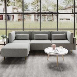 105 in. 4 Pieces Square Arm Linen L Shape Sectional Sofa with Ottoman,Gray by Magic Home -Cheap Tidoin Store gray magic home sofas couches cs wf212759aaf 31 1000