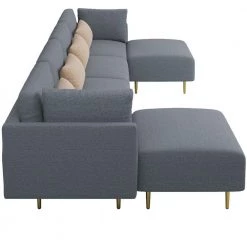 143 in. Gray Square Arm Linen U Shape Sectional Sofa with 2 Ottomans by Magic Home 9 143 in. Gray Square Arm Linen U Shape Sectional Sofa with 2 Ottomans by Magic Home -Cheap Tidoin Store gray magic home sofas couches mh sf p803s gy 4f 1000