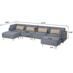 143 in. Gray Square Arm Linen U Shape Sectional Sofa with 2 Ottomans by Magic Home 8 143 in. Gray Square Arm Linen U Shape Sectional Sofa with 2 Ottomans by Magic Home -Cheap Tidoin Store gray magic home sofas couches mh sf p803s gy c3 1000