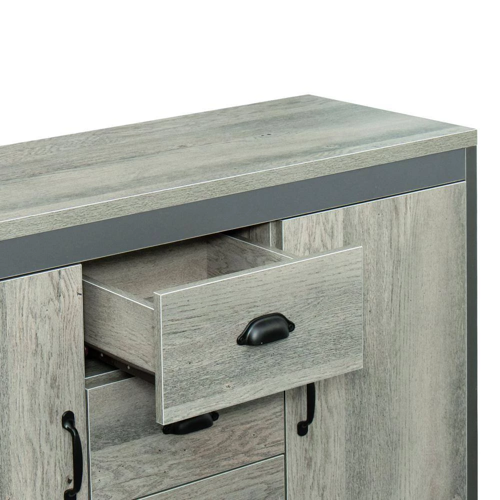 44.48 in. Gray Wood Accent Storage Cabinet with 2 Doors and 3 Drawers by Tidoin 9 44.48 in. Gray Wood Accent Storage Cabinet with 2 Doors and 3 Drawers by Tidoin - Image 7