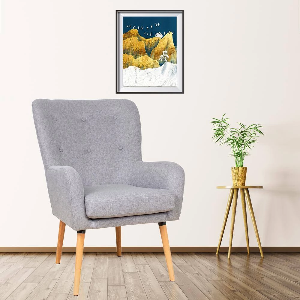 Contemporary Stylish 37.8 in. H Gray Wood Upholstered Sofa Chair with Gray Cushion Wood Legs by Tidoin 11 Contemporary Stylish 37.8 in. H Gray Wood Upholstered Sofa Chair with Gray Cushion Wood Legs by Tidoin - Image 9