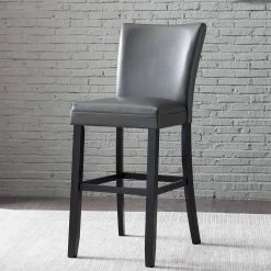 BX-Box 45.75 in. Gray High Back Upholstered Bar Stool with Leather Seat (Set of 2) by Tidoin -Cheap Tidoin Store gray tidoin bar stools lzx ydgb 31gy 44 1000