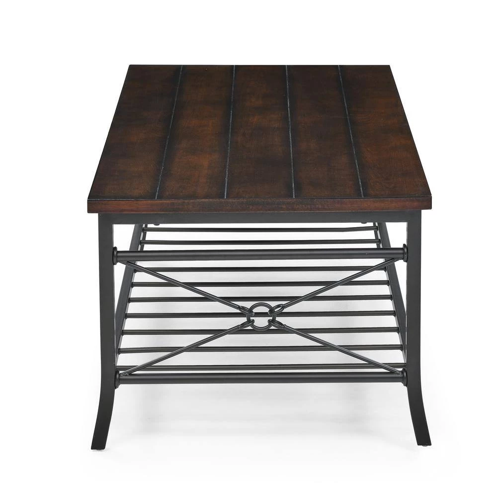 47.6 in. Retro 3-Piece Gray Rectangle Wood Coffee Table Set End Table Set with Shelves and MDF Tabletop by Tidoin 4 47.6 in. Retro 3-Piece Gray Rectangle Wood Coffee Table Set End Table Set with Shelves and MDF Tabletop by Tidoin - Image 2