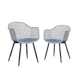 BX-Box Modern Gray Metal High Back Dining Chair (Set of 2) by Tidoin