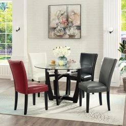 BX-Box Gray Leather High Back Upholstered Dining Chair (Set of 2) by Tidoin -Cheap Tidoin Store gray tidoin dining chairs lzx ydcy 31gy 31 1000