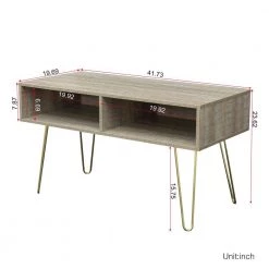 41.73 in. Wood Gray with 2-Open Storage Drawers Fits TV's up to 45 in. with Metal Legs by Tidoin -Cheap Tidoin Store gray tidoin tv stands js ydw3 3153 c3 1000