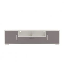 Modern 63 in. Wood Gray TV Stand with 3 Doors Fits TV's up to 65 in. with LED Light by Tidoin