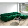 103.95 in. Convertible Modular Velvet Rectangular Sectional Sofa with Ottomans in Green by Magic Home