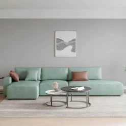 145.76 in. Modern Green Leather L-Shape 4-Seats Corner Sectional Sofa for Living Room by Magic Home -Cheap Tidoin Store green magic home sectional sofas mh sf112gn 31 1000