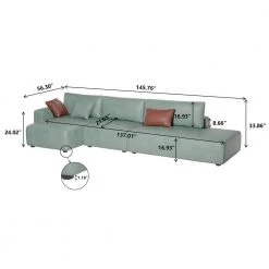 145.76 in. Modern Green Leather L-Shape 4-Seats Corner Sectional Sofa for Living Room by Magic Home -Cheap Tidoin Store green magic home sectional sofas mh sf112gn c3 1000