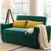 55 in. Green Velvet Pull-Out Full Sleeper Bed 2-Seats Loveseat Couch Sofa with 2-Pillows and Adjustable Backrest by Magic Home -Cheap Tidoin Store green magic home sofa beds cs pp192501aal 64 1000