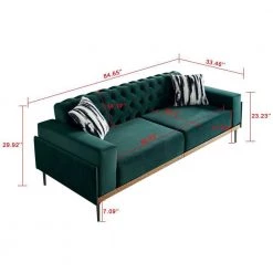 84.65 in. Chesterfield Square Arms Velvet Tufted Sofa with Metal Leg in Green by Magic Home -Cheap Tidoin Store green magic home sofas couches cs sm000297aae c3 1000