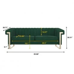 83.86 in. Soft Velvet Square Arm Straight Sofa with Removable Cushion in Green by Magic Home -Cheap Tidoin Store green magic home sofas couches cs w247s00043 c3 1000