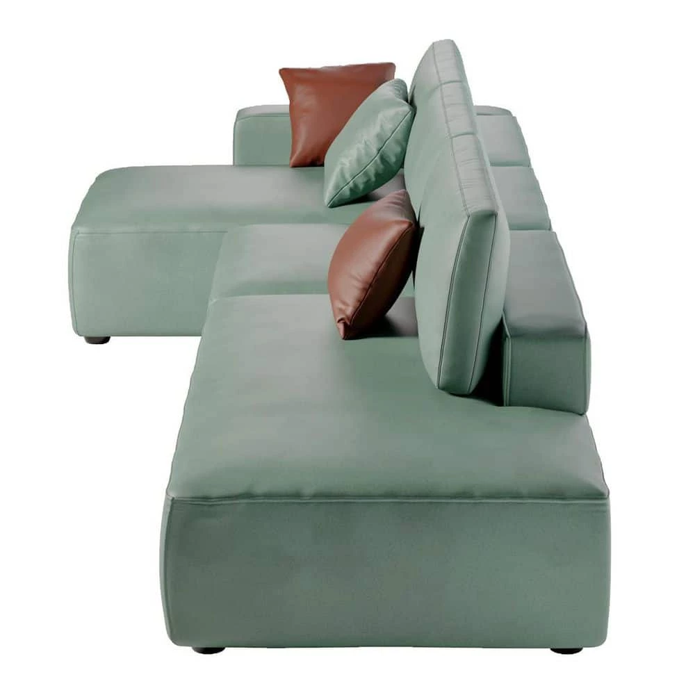 145.76 in. Modern Green Leather L-Shape 4-Seats Corner Sectional Sofa for Living Room by Magic Home 7 145.76 in. Modern Green Leather L-Shape 4-Seats Corner Sectional Sofa for Living Room by Magic Home - Image 5