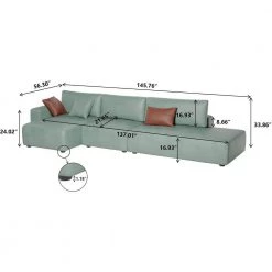 145.76 in. Modern Green Leather L-Shape 4-Seats Corner Sectional Sofa for Living Room by Magic Home 11 145.76 in. Modern Green Leather L-Shape 4-Seats Corner Sectional Sofa for Living Room by Magic Home -Cheap Tidoin Store green magic home sofas couches z 0516b001 d276 c3 1000