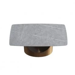 62.99 in. Modern Rectangular Grey Sintered Stone Dining Table with Bronze Carbon Steel Legs by Magic Home -Cheap Tidoin Store grey and bronze magic home kitchen dining tables mh dtt16ag l5g 4f 1000