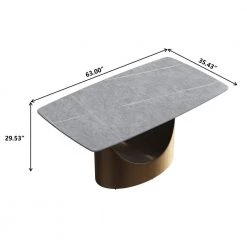 62.99 in. Modern Rectangular Grey Sintered Stone Dining Table with Bronze Carbon Steel Legs by Magic Home -Cheap Tidoin Store grey and bronze magic home kitchen dining tables mh dtt16ag l5g c3 1000