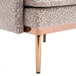 Polyester Leopard Gray Fabric Accent Arm Chair with Cushion and Polished Legs by Magic Home -Cheap Tidoin Store leopard gray magic home accent chairs cs w39540796 1f 1000