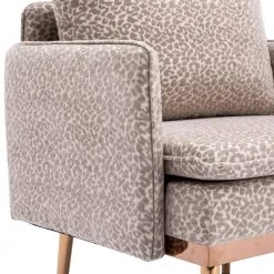 Polyester Leopard Gray Fabric Accent Arm Chair with Cushion and Polished Legs by Magic Home -Cheap Tidoin Store leopard gray magic home accent chairs cs w39540796 4f 1000