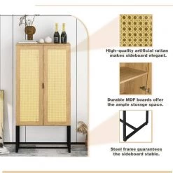 15.7 in. D x 63 in. W x 29.5 in. H Light Wood Cabinet Storage Cabinet with 2-Doors and 3-Shelf by Tidoin -Cheap Tidoin Store light brown wood tidoin accent cabinets cg ydw1 800 1f 1000