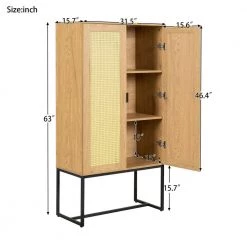15.7 in. D x 63 in. W x 29.5 in. H Light Wood Cabinet Storage Cabinet with 2-Doors and 3-Shelf by Tidoin -Cheap Tidoin Store light brown wood tidoin accent cabinets cg ydw1 800 c3 1000