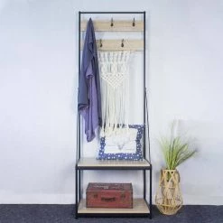 Entryway 72 in. H Hall Tree Shoe Storage with 5-Hooks and 2-Shelves by Tidoin -Cheap Tidoin Store light brown wood tidoin hall trees fm ydw8 3676 31 1000