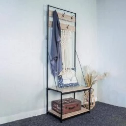 Entryway 72 in. H Hall Tree Shoe Storage with 5-Hooks and 2-Shelves by Tidoin -Cheap Tidoin Store light brown wood tidoin hall trees fm ydw8 3676 76 1000