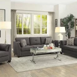 82 in.Linen Fabric 3 Seater Sofa with 4 Pillows in Light Charcoal Gray by Magic Home -Cheap Tidoin Store light charcoal magic home sofas couches cs wf195322aae 31 1000