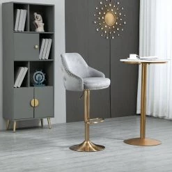 Modern Counter Height Dining Chair Bar Stool with Back and Footrest in Light Gray (Set of 1) by Magic Home -Cheap Tidoin Store light gray magic home dining chairs cs pp193478aae 31 1000