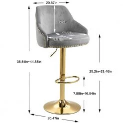 Modern Counter Height Dining Chair Bar Stool with Back and Footrest in Light Gray (Set of 1) by Magic Home -Cheap Tidoin Store light gray magic home dining chairs cs pp193478aae 4f 1000