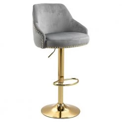 Modern Counter Height Dining Chair Bar Stool with Back and Footrest in Light Gray (Set of 1) by Magic Home