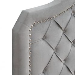 Wings Design Queen Velvet Button Tufted Upholstered Platform Bed with Wood Slat Support,Light Gray by Magic Home -Cheap Tidoin Store light gray magic home platform beds cs wf192971aak 4f 1000