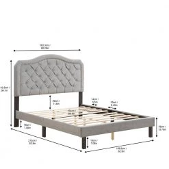 Wings Design Queen Velvet Button Tufted Upholstered Platform Bed with Wood Slat Support,Light Gray by Magic Home -Cheap Tidoin Store light gray magic home platform beds cs wf192971aak c3 1000
