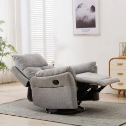 Swivel Rocker Chenille Fabric Manual Recliner Theater Sofa Chair for Living Room,Light Gray by Magic Home -Cheap Tidoin Store light gray magic home recliners cs pp195587daa 31 1000