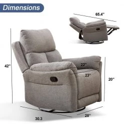 Swivel Rocker Chenille Fabric Manual Recliner Theater Sofa Chair for Living Room,Light Gray by Magic Home -Cheap Tidoin Store light gray magic home recliners cs pp195587daa c3 1000