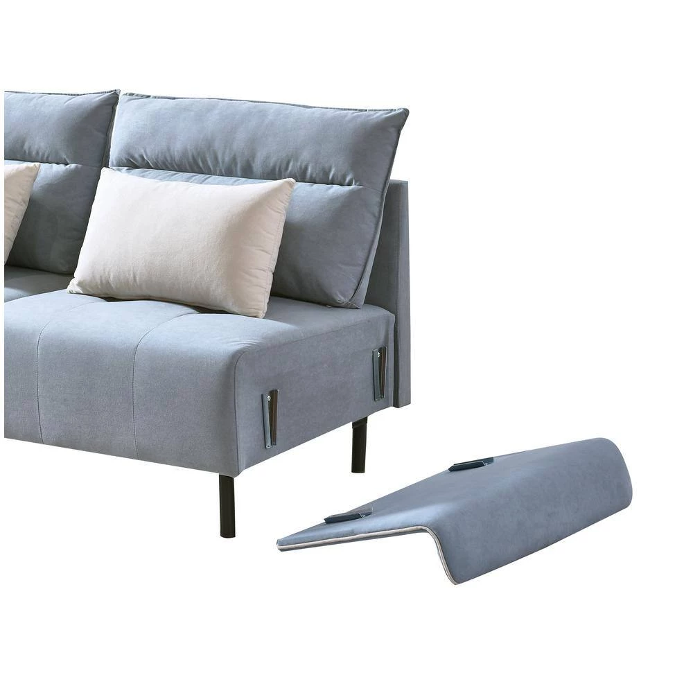 131.5 in.6-Pieces Mid-Century Squared Arm Suede 4-Seats U Shape Sectional Sofa Couch in Light Gray by Magic Home 6 131.5 in.6-Pieces Mid-Century Squared Arm Suede 4-Seats U Shape Sectional Sofa Couch in Light Gray by Magic Home - Image 4