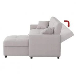 81.9 in. Light Gray Cotton Reversible Sectional Sofa with Sleeper Queen Size Sofa Bed by Magic Home -Cheap Tidoin Store light gray magic home sofa beds mh sf lv7047lg 44 1000