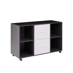 38.98 in. W x 15.75 in. D x 26.77 in. H Light Gray File Cabinet with 2 Drawers,4 Open Shelves and 4 Wheels by Tidoin