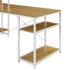 54.3 in. W L-Shape Light Wood Steel Frame and MDF Desktop Computer Desk with 5-Tier Open Bookshelves by Magic Home -Cheap Tidoin Store light wood magic home computer desks cs wf198459aal 1f 1000