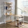 54.3 in. W L-Shape Light Wood Steel Frame and MDF Desktop Computer Desk with 5-Tier Open Bookshelves by Magic Home -Cheap Tidoin Store light wood magic home computer desks cs wf198459aal 64 1000