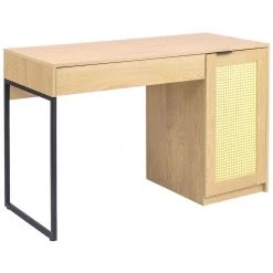 47.2 in. Rectangular Light Wood 1-Drawer Computer Desk with 1-Door and 2-Shelf by Tidoin