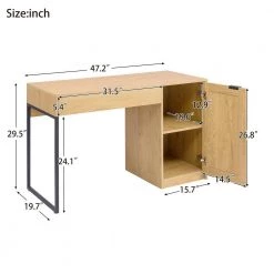 47.2 in. Rectangular Light Wood 1-Drawer Computer Desk with 1-Door and 2-Shelf by Tidoin -Cheap Tidoin Store light wood tidoin computer desks cg ydw1 799 c3 1000