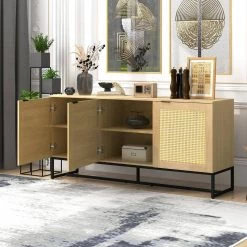 15.7 in. D x 63 in. W x 29.5 in. H Light Wood Sideboard Storage Cabinet with 3-Doors and 6-Shelf by Tidoin -Cheap Tidoin Store light wood tidoin sideboards buffet tables cg ydw1 001 1f 1000