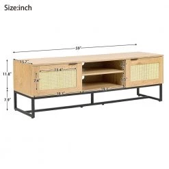 59 in. Metal Light Wood TV Stand Console Table with 2-Doors and 6-Shelf TV's up to 65 in. by Tidoin -Cheap Tidoin Store light wood tidoin tv stands cg ydw1 793 c3 1000