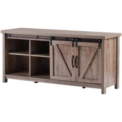Modern 51.9 in. Light Wood TV Stand Console Table with 2-Shelves and 2-Doors Fits TV's up to 55 in. by Tidoin -Cheap Tidoin Store light wood tidoin tv stands lp ydw2 4962 4f 1000